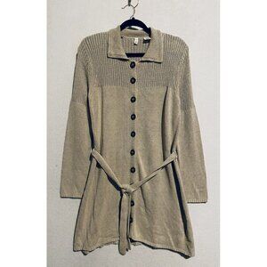 Anthropologie Moth Sweater Womens Medium Brown Long Line Cardigan Button Up Boho